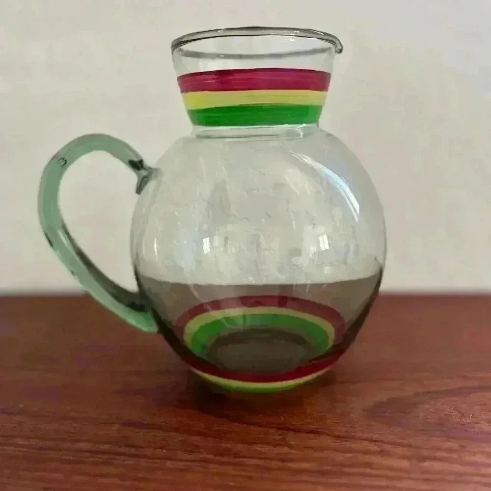 Vintage Hand Blown Glass Orange Juice Pitcher